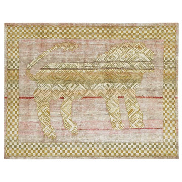 Transtional Silk & Wool Yellow Handknotted Rug
