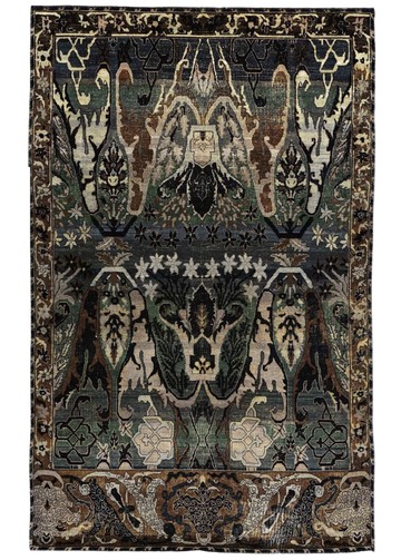 Transitional Wool Black Handknotted Rug