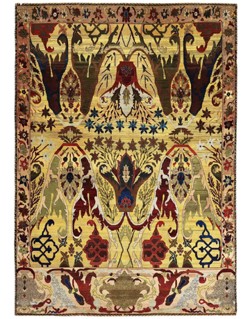 Transitional Wool Yellow Handknotted Rug