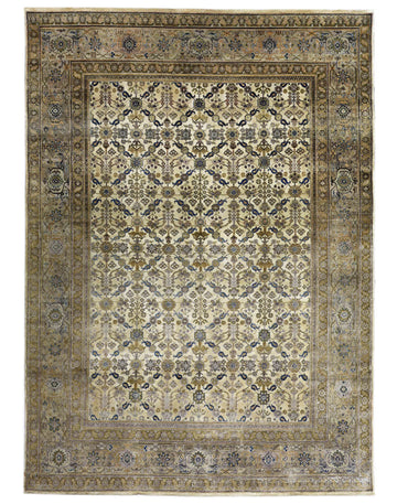Transitional Silk & Wool Beige Handknotted Rug