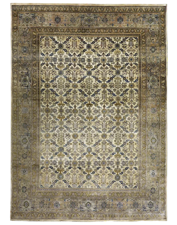 Transitional Silk & Wool Beige Handknotted Rug