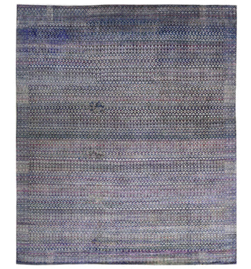 Transitional Silk Blue Hand knotted Rug