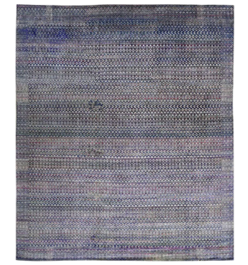 Transitional Silk Blue Hand knotted Rug