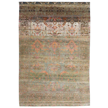 Transitional Wool Beige Hand knotted Rug