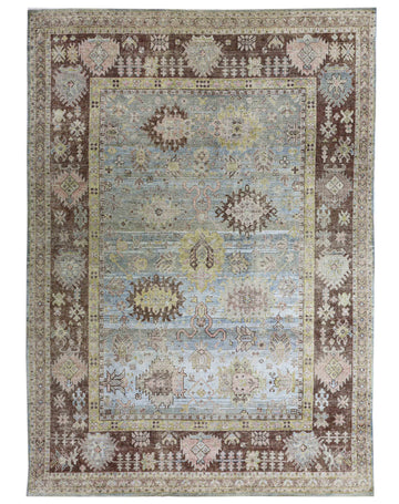 Transitional Silk Blue Hand knotted Rug