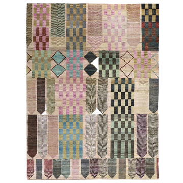 Transitional Wool Pink Handknotted Rug