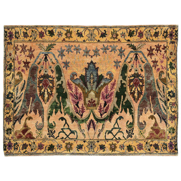 Transitional Wool Yellow Hand knotted Rug