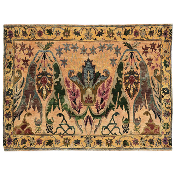 Transitional Wool Yellow Hand knotted Rug