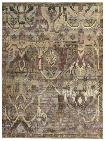 Transitional Silk & Wool Beige Handknotted Rug