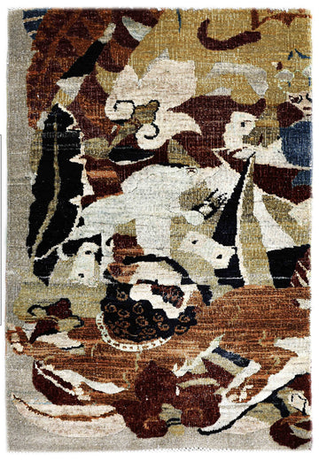 Transitional Silk & Wool Red Handknotted Rug