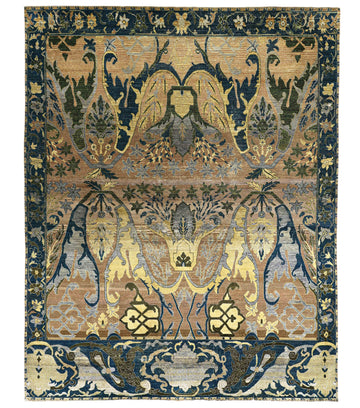 Transitional Wool Blue Handknotted Rug