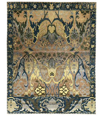 Transitional Wool Blue Handknotted Rug