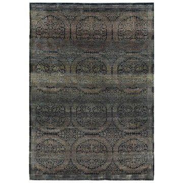 Transitional Wool Black Hand knotted Rug