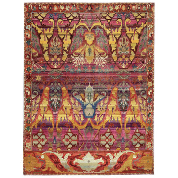 Transitional Wool Pink Hand knotted Rug