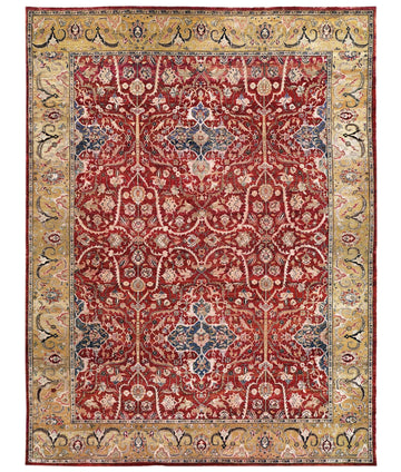 Transitional Silk & Wool Red Handknotted Rug