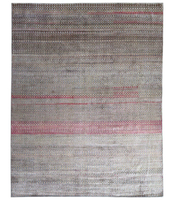 Transitional Silk Grey Hand knotted Rug
