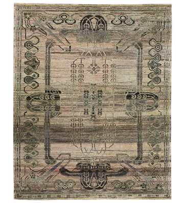 Transitional Silk Beige Hand knotted Rug
