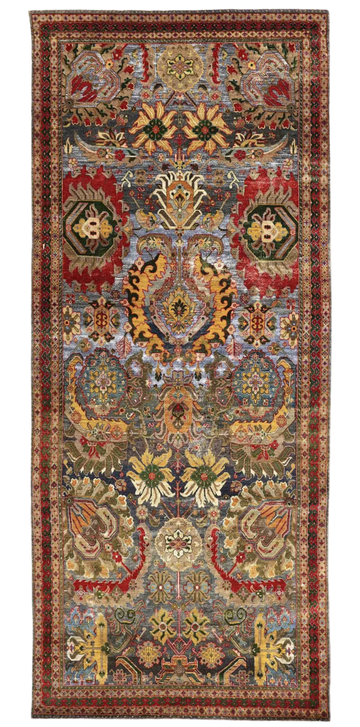 Transitional Wool Orange Handknotted Rug