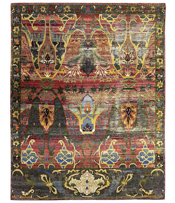 Transitional Wool Red Handknotted Rug