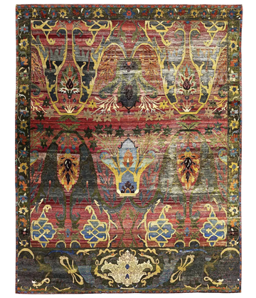 Transitional Wool Red Handknotted Rug