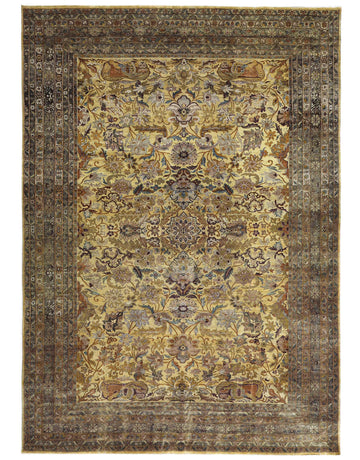 Transitional Silk & Wool Yellow Handknotted Rug