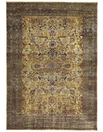 Transitional Silk & Wool Yellow Handknotted Rug