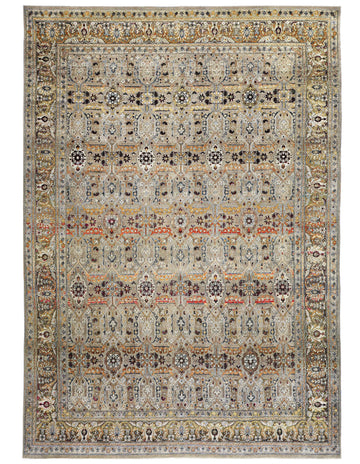 Transitional Silk & Wool Cream Handknotted Rug