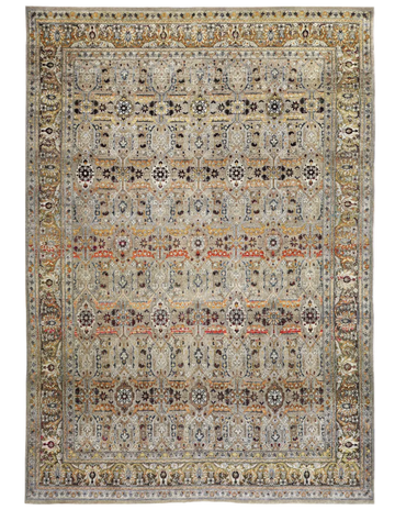 Transitional Silk & Wool Cream Handknotted Rug