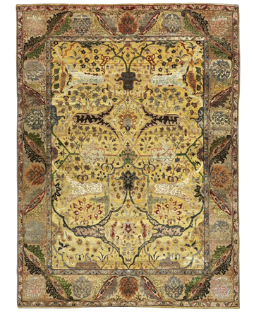 Transitional Wool Yellow Handknotted Rug