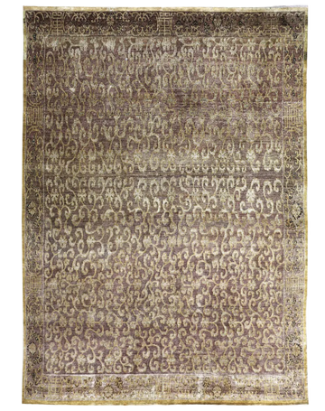 Transitional Silk & Wool Beige Handknotted Rug