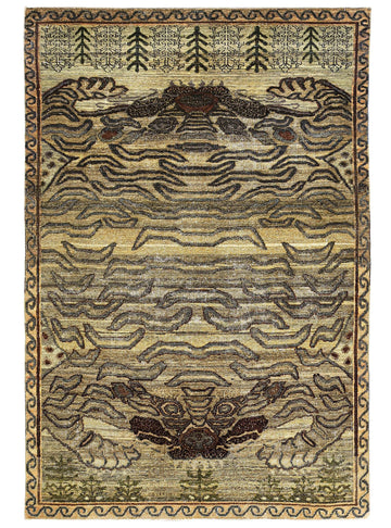 Transitional Wool Beige Handknotted Rug