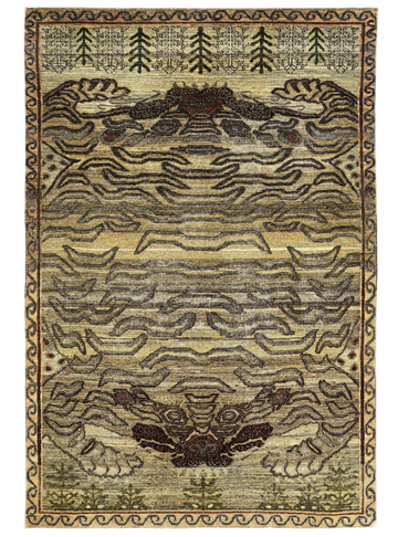 Transitional Wool Beige Handknotted Rug