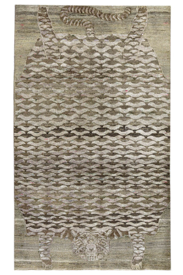 Transitional Silk & Wool Cream Handknotted Rug