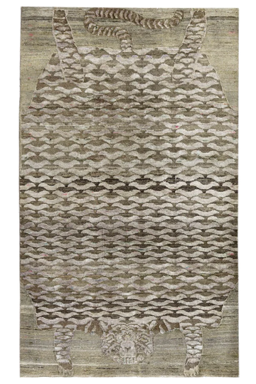 Transitional Silk & Wool Cream Handknotted Rug