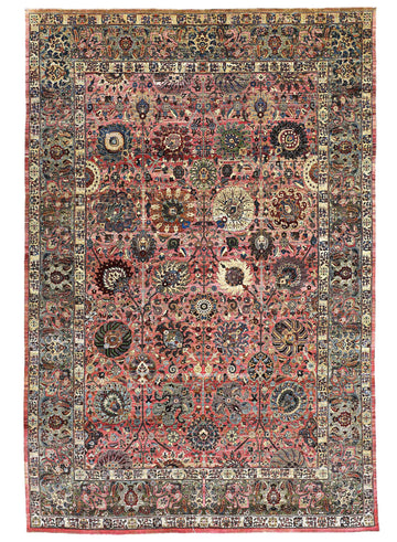 Transitional Wool Pink Handknotted Rug