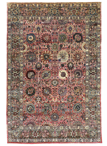 Transitional Wool Pink Handknotted Rug