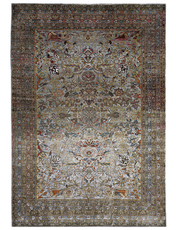 Transitional Silk Grey Hand knotted Rug