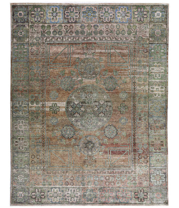 Transitional Silk Brown Hand knotted Rug