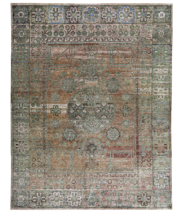 Transitional Silk Brown Hand knotted Rug