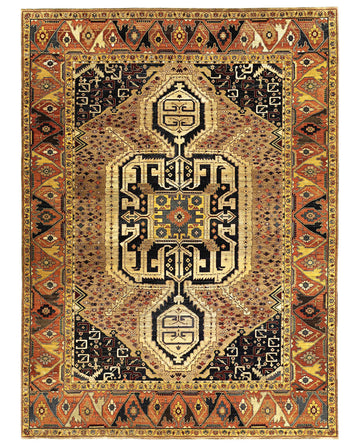 Traditional Wool Yellow Handknotted Rug