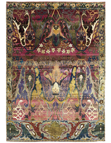 Transitional Wool Pink Hand knotted Rug