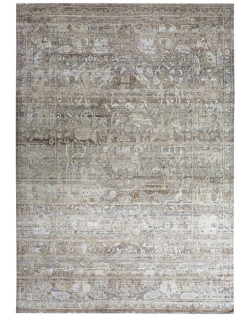 Transitional Silk Grey Hand knotted Rug