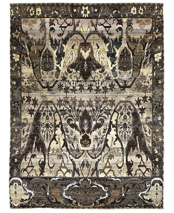Traditional Wool Black Handknotted Rug