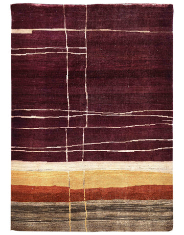 Transitional Wool Maroon Handknotted Rug