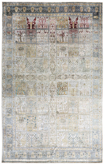 Transitional Silk Cream Hand knotted Rug