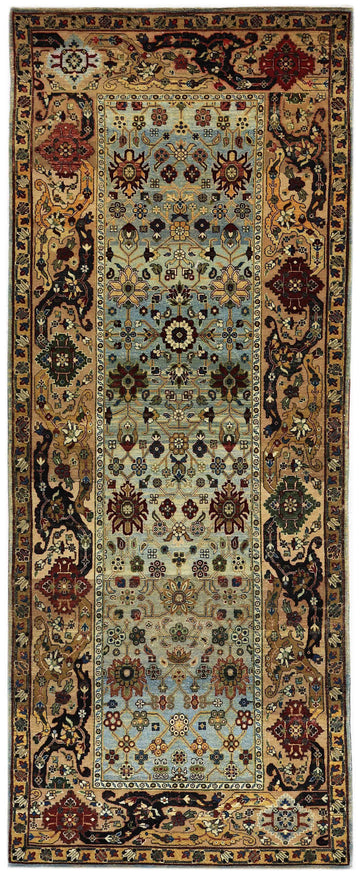 Traditional Wool Yellow Handknotted Rug