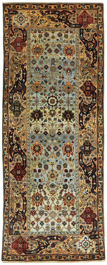 Traditional Wool Yellow Handknotted Rug