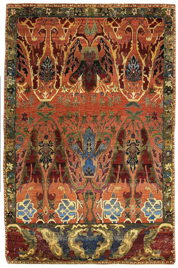 Traditional Wool Orange Handknotted Rug