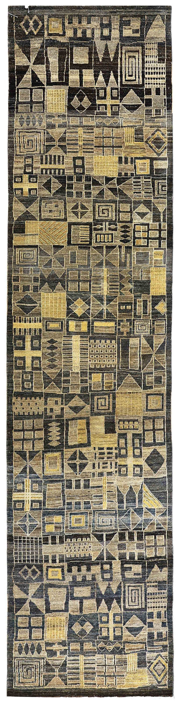 Transitional Wool Yellow Handknotted Rug