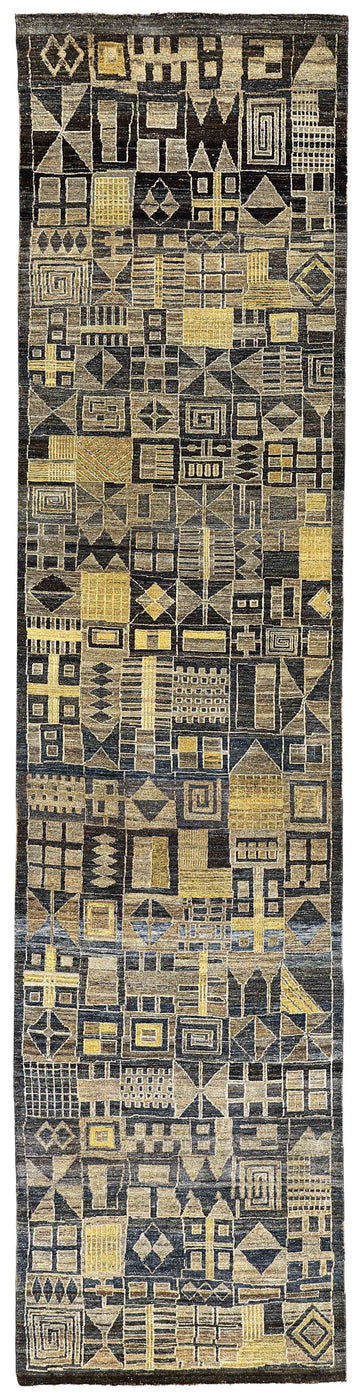 Transitional Wool Yellow Handknotted Rug